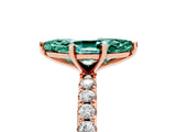 Rose gold Marquise Cut Green Sapphire Solitaire Pavé Band with Four-Prong Setting_5
