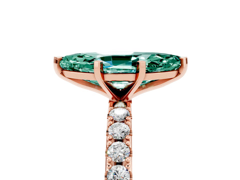 Rose gold Marquise Cut Green Sapphire Solitaire Pavé Band with Four-Prong Setting_5
