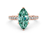 Rose gold Marquise Cut Green Sapphire Solitaire Pavé Engagement Ring with Round Band and Prong Setting_12