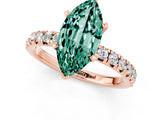 Rose gold Marquise Cut Green Sapphire Solitaire Pavé Engagement Ring with Round Band and Prong Setting_13