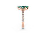 Rose gold Marquise Cut Green Sapphire Solitaire Pavé Engagement Ring with Round Band and Prong Setting_14