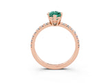 Rose gold Marquise Cut Green Sapphire Solitaire Pavé Engagement Ring with Round Band and Prong Setting_15