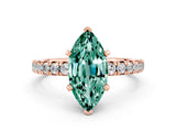 Rose gold Marquise Cut Green Sapphire Solitaire Pavé Engagement Ring with Round Band and Prong Setting_72