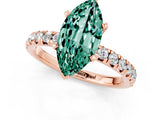 Rose gold Marquise Cut Green Sapphire Solitaire Pavé Engagement Ring with Round Band and Prong Setting_73