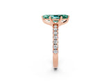 Rose gold Marquise Cut Green Sapphire Solitaire Pavé Engagement Ring with Round Band and Prong Setting_74