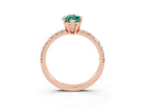 Rose gold Marquise Cut Green Sapphire Solitaire Pavé Engagement Ring with Round Band and Prong Setting_75