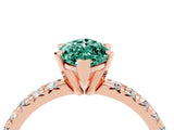 Rose gold Marquise Cut Green Sapphire Solitaire Pavé Engagement Ring with Round Band and Prong Setting_76