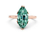 Rose gold Marquise Cut Green Sapphire Solitaire Ring with Flower Prong Setting and Classic Band_12