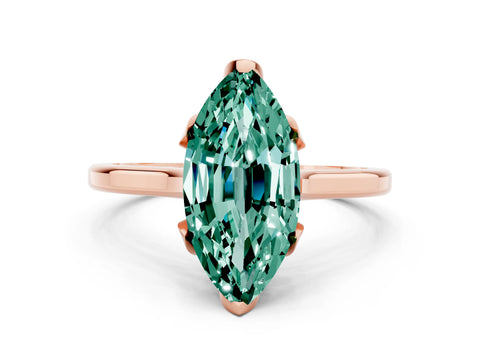 Rose gold Marquise Cut Green Sapphire Solitaire Ring with Flower Prong Setting and Classic Band_12