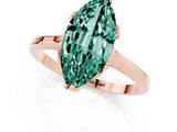 Rose gold Marquise Cut Green Sapphire Solitaire Ring with Flower Prong Setting and Classic Band_13