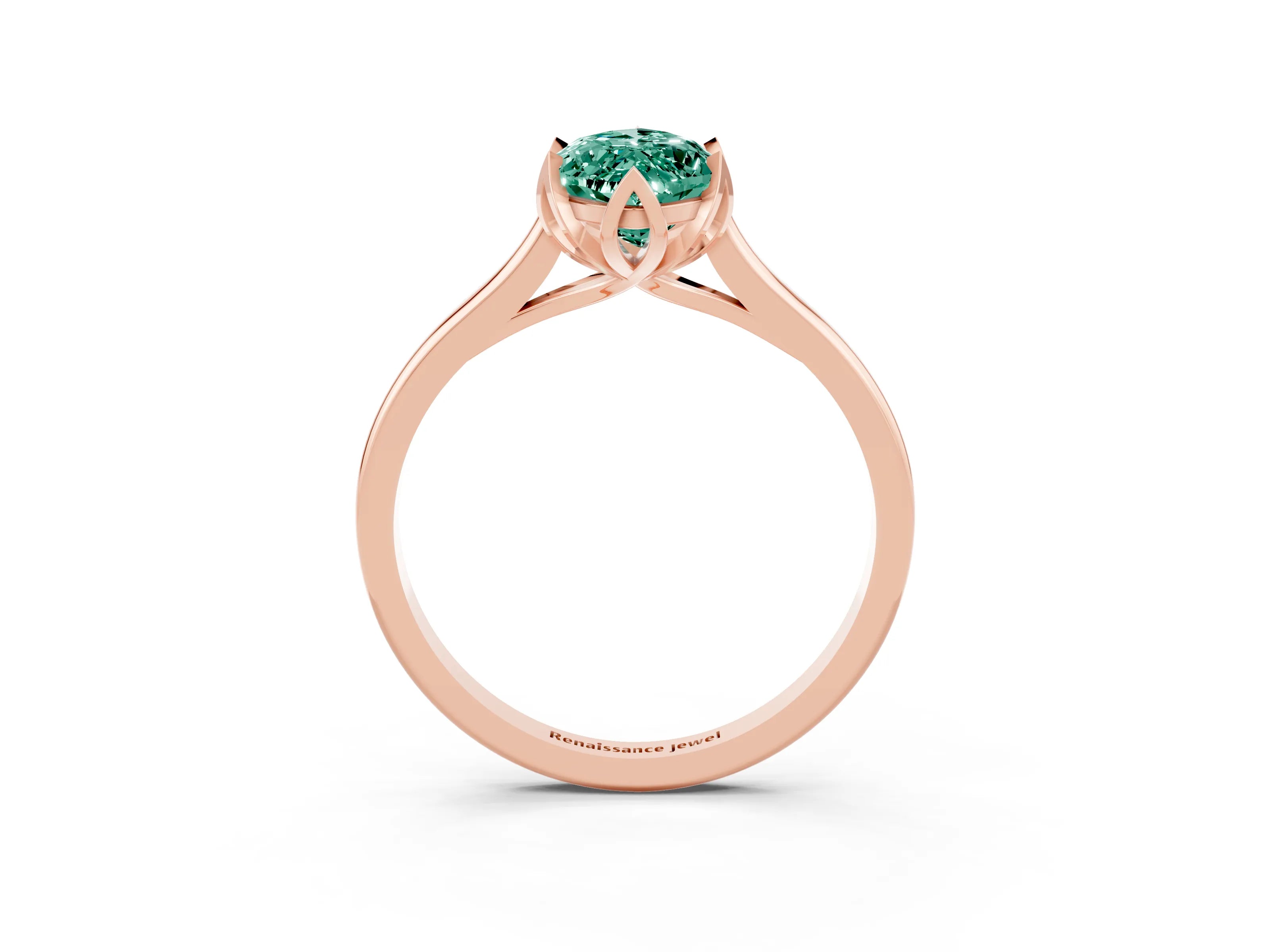 Rose gold Marquise Cut Green Sapphire Solitaire Ring with Flower Prong Setting and Classic Band_15