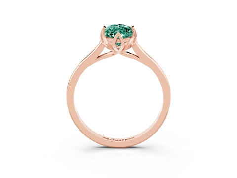 Rose gold Marquise Cut Green Sapphire Solitaire Ring with Flower Prong Setting and Classic Band_15