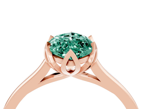 Rose gold Marquise Cut Green Sapphire Solitaire Ring with Flower Prong Setting and Classic Band_16