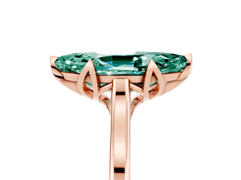 Rose gold Marquise Cut Green Sapphire Solitaire Ring with Flower Prong Setting and Classic Band_17