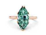 Rose gold Marquise Cut Green Sapphire Solitaire Ring with Flower Prong Setting and Classic Band_36