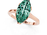 Rose gold Marquise Cut Green Sapphire Solitaire Ring with Flower Prong Setting and Classic Band_37