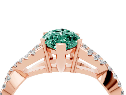 Rose gold Marquise Cut Green Sapphire Solitaire Ring with Four-Prong Setting and Twisted Pavé Band_4