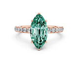 Rose gold Marquise Cut Green Sapphire Solitaire Ring with Pavé Accents and Four-Prong Setting