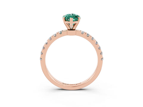 Rose gold Marquise Cut Green Sapphire Solitaire Ring with Pavé Accents and Four-Prong Setting_3