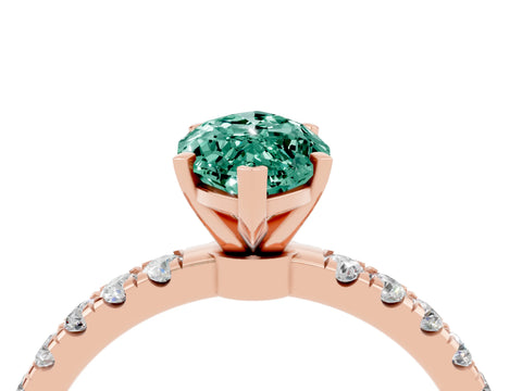 Rose gold Marquise Cut Green Sapphire Solitaire Ring with Pavé Accents and Four-Prong Setting_4