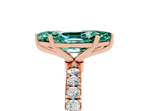 Rose gold Marquise Cut Green Sapphire Solitaire Ring with Pavé Accents and Four-Prong Setting_5