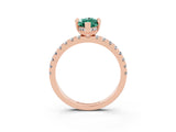 Rose gold Marquise Cut Green Sapphire Solitaire Ring with Pavé Band and Four-Prong Setting_27