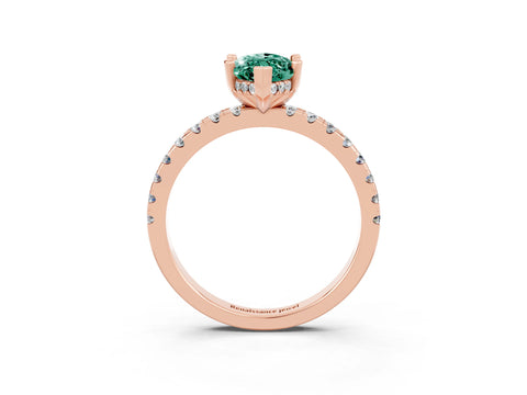 Rose gold Marquise Cut Green Sapphire Solitaire Ring with Pavé Band and Four-Prong Setting_27