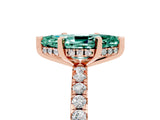 Rose gold Marquise Cut Green Sapphire Solitaire Ring with Pavé Band and Four-Prong Setting_29