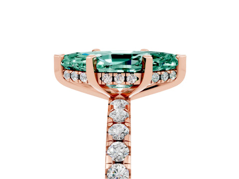 Rose gold Marquise Cut Green Sapphire Solitaire Ring with Pavé Band and Four-Prong Setting_29