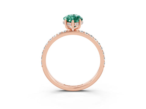 Rose gold Marquise Cut Green Sapphire Solitaire Ring with Pavé Band and Hidden Halo_15