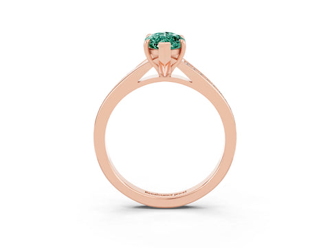Rose gold Marquise Cut Green Sapphire Solitaire Ring with Pavé Band and Prong Setting_15