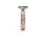 Rose gold Marquise Cut Green Sapphire Solitaire Ring with Pavé and Channel Set Band_2