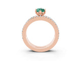 Rose gold Marquise Cut Green Sapphire Solitaire Ring with Pavé and Channel Set Band_3
