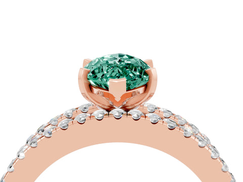 Rose gold Marquise Cut Green Sapphire Solitaire Ring with Pavé and Channel Set Band_4