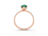 Rose gold Marquise Cut Green Sapphire Solitaire Ring with Pave Band and Four Prong Setting_15