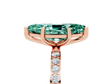 Rose gold Marquise Cut Green Sapphire Solitaire Ring with Pave Band and Four Prong Setting_17