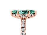 Rose gold Marquise Cut Green Sapphire Solitaire Ring with Round  Pavé Band and Four-Prong Setting_49