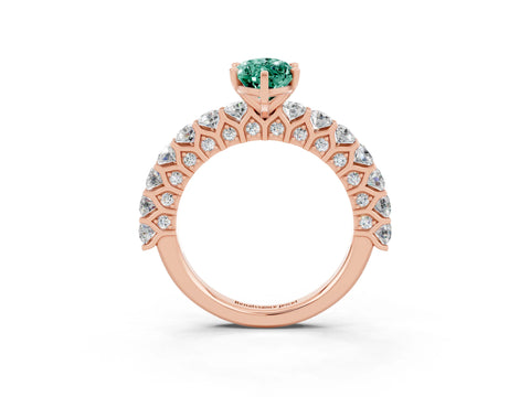 Rose gold Marquise Cut Green Sapphire Solitaire Ring with Shared Prong Pavé Band and Four-Prong Setting_3