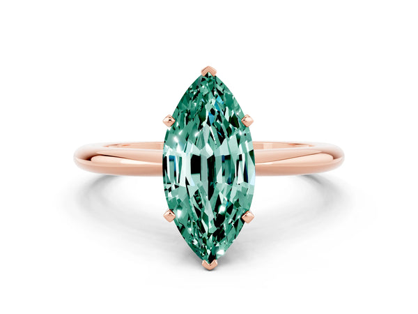 Rose gold Marquise Cut Green Sapphire Solitaire Ring with Six-Prong Setting and Classic Band