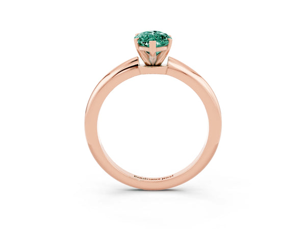 Rose gold Marquise Cut Green Sapphire Solitaire Ring with Six-Prong Setting and Classic Band
