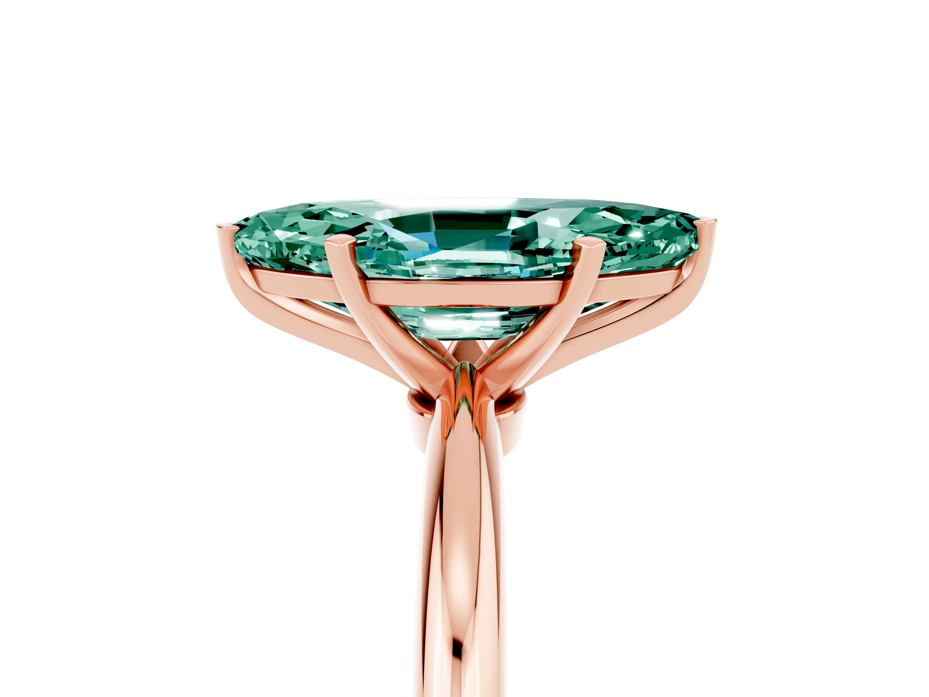 Rose gold Marquise Cut Green Sapphire Solitaire Ring with Six-Prong Setting and Classic Band_5