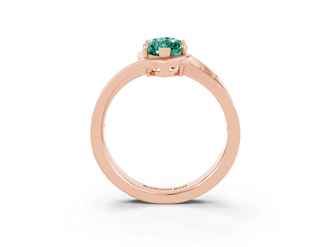 Rose gold Marquise Cut Green Sapphire Solitaire Ring with Split Shank and Prong Setting_3