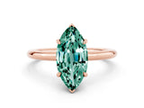 Rose gold Marquise Cut Green Sapphire Solitaire Ring with Thin Band and Four-Prong Setting_12