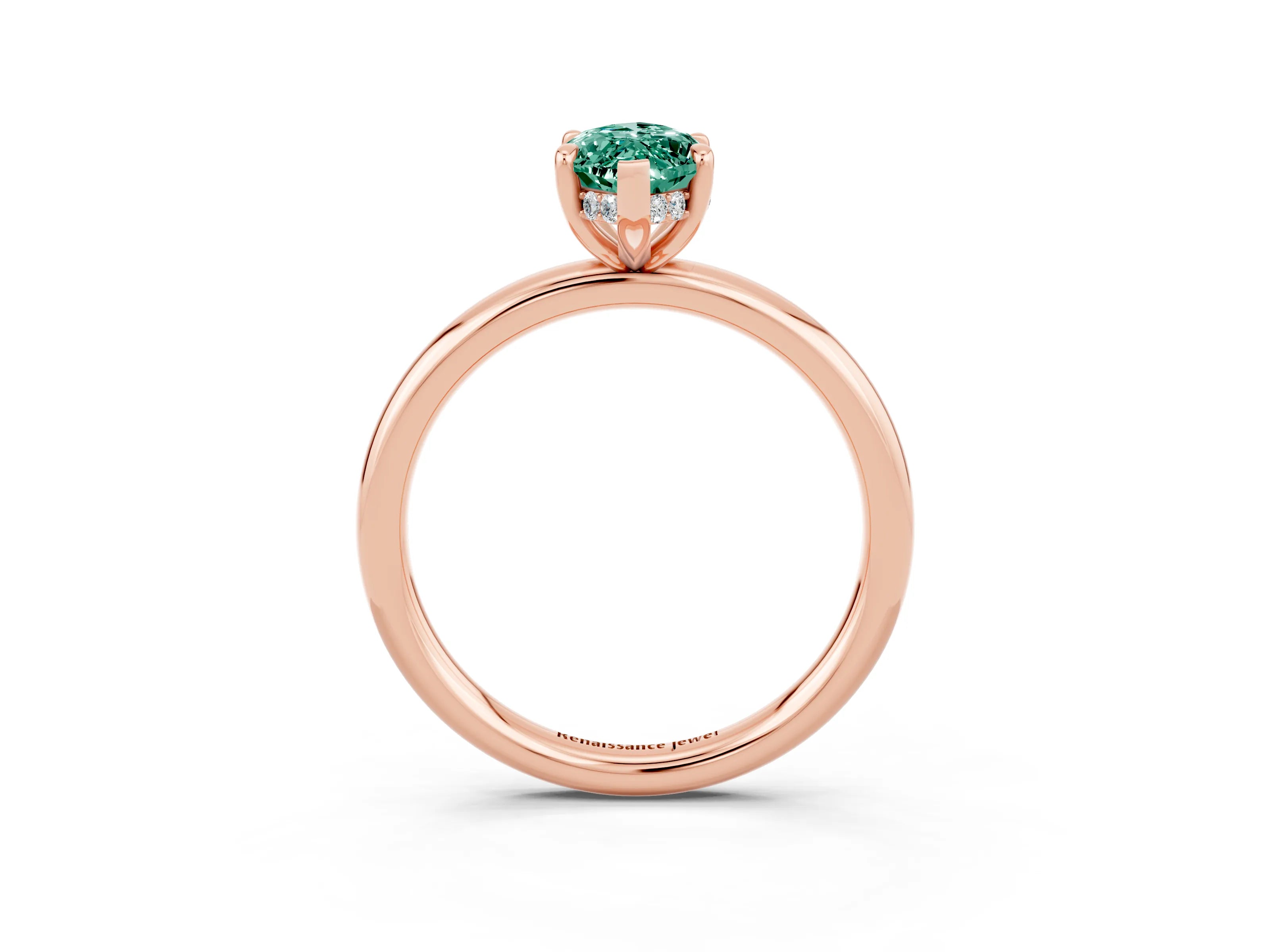 Rose gold Marquise Cut Green Sapphire Solitaire Ring with Thin Band and Four-Prong Setting_15