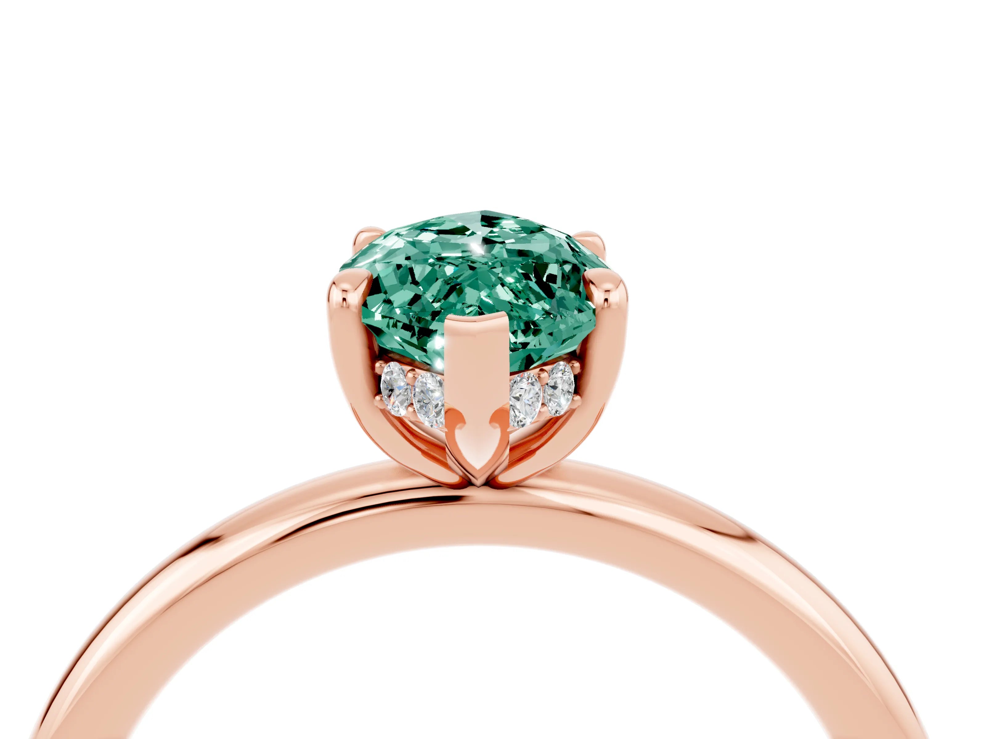 Rose gold Marquise Cut Green Sapphire Solitaire Ring with Thin Band and Four-Prong Setting_16