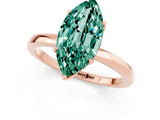 Rose gold Marquise Cut Green Sapphire Solitaire Ring with Thin Band and Prong Setting_13