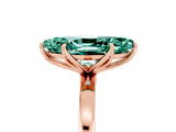 Rose gold Marquise Cut Green Sapphire Solitaire Ring with Thin Band and Prong Setting_17