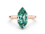 Rose gold Marquise Cut Green Sapphire Solitaire Ring with Thin Band and Prong Setting_24