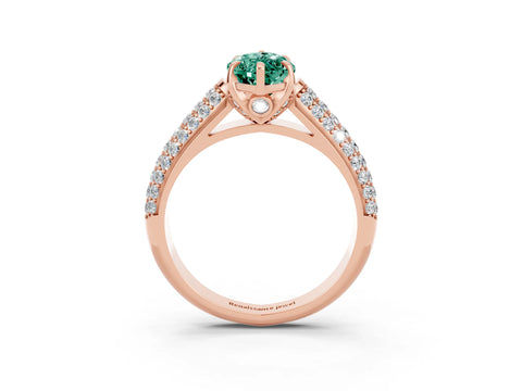 Rose gold Marquise Cut Green Sapphire Solitaire Ring with Three-Row Pavé Band and Four-Prong Setting_15