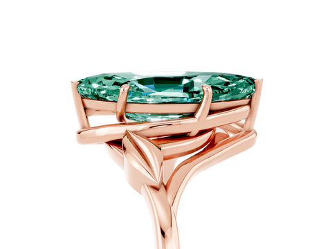 Rose gold Marquise Cut Green Sapphire Solitaire Ring with Twist Band and Four-Prong Setting_29